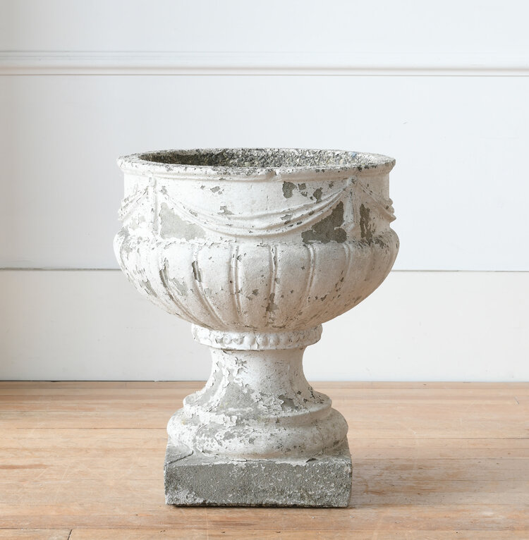 Vintage Vintage Concrete Planter with Hanging Swags