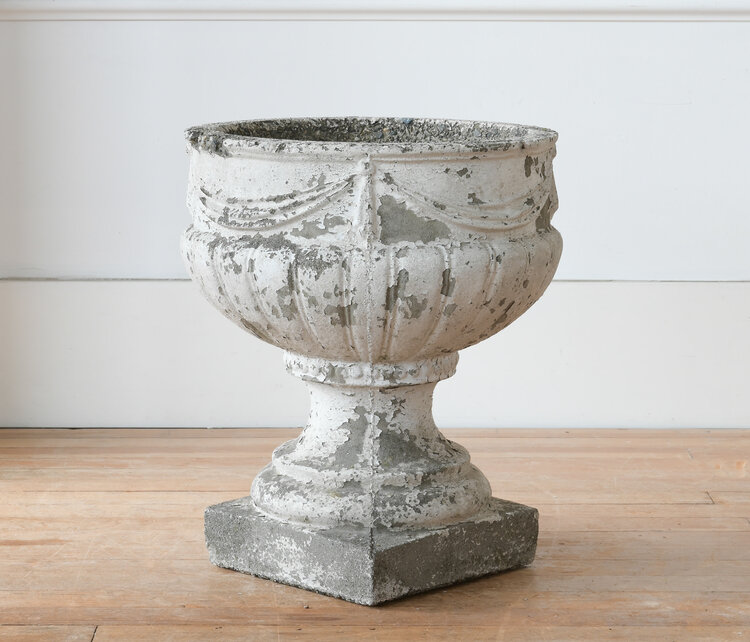 Vintage Vintage Concrete Planter with Hanging Swags