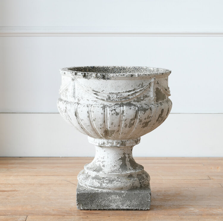Vintage Vintage Concrete Planter with Hanging Swags