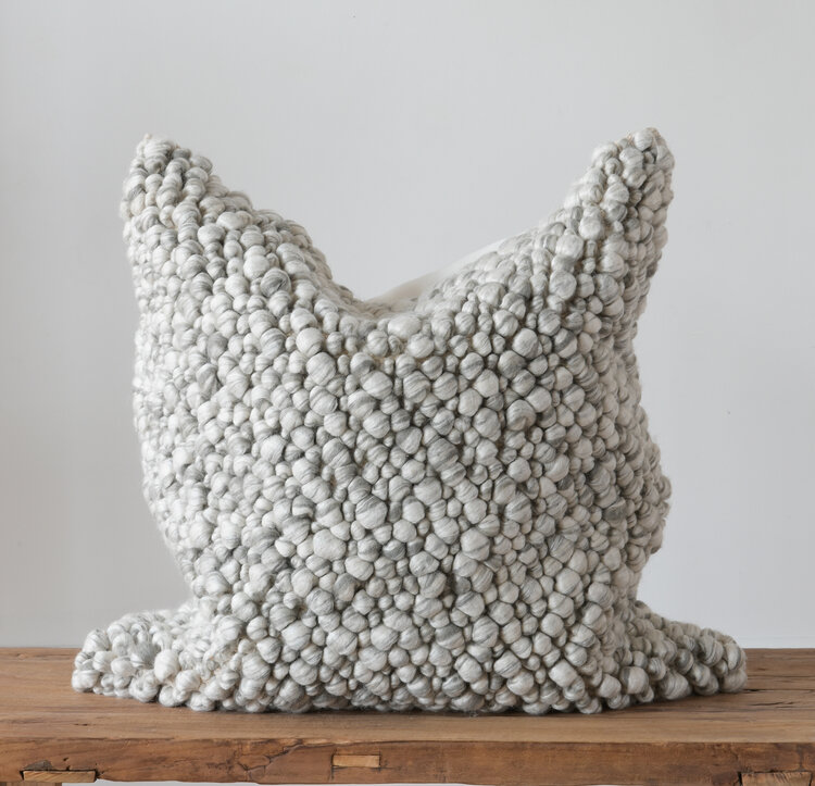Angora Feather Grey Wool Cushion
