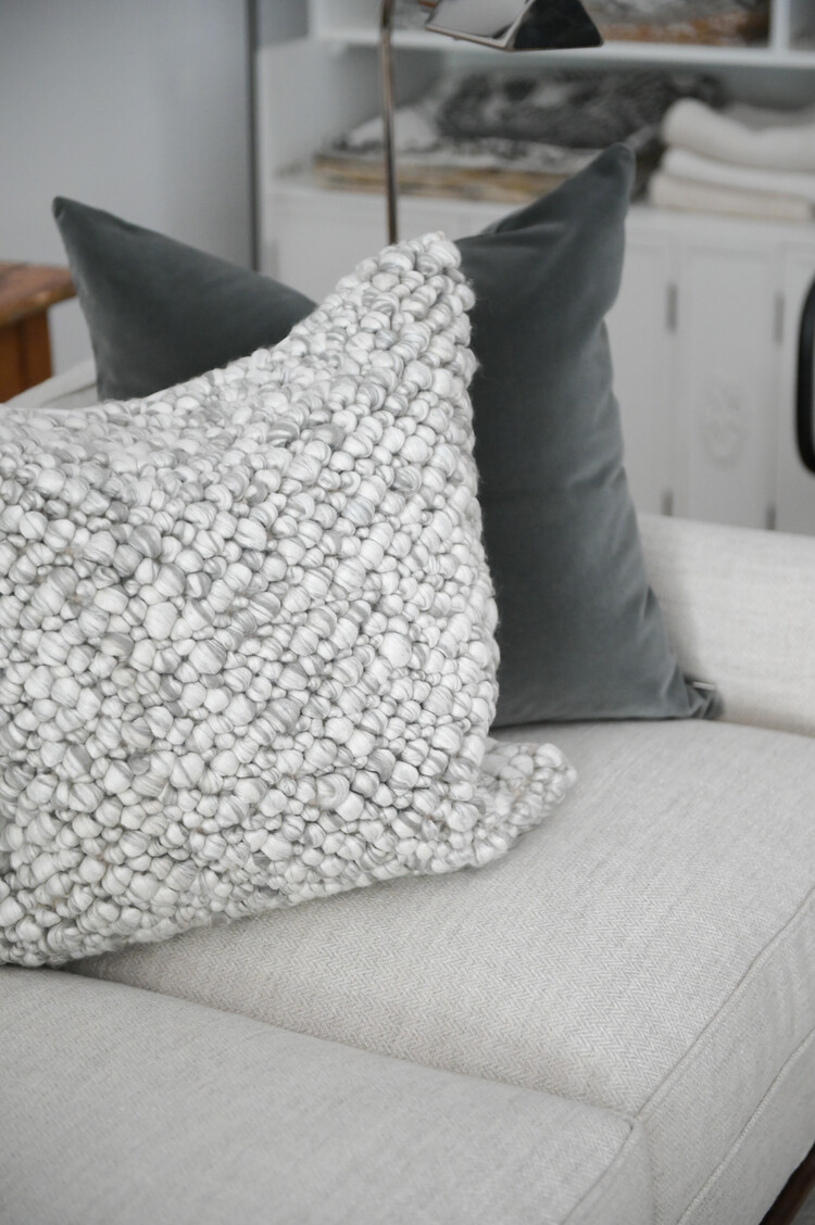 Gild & Co. Angora Feather Grey Wool Cushion