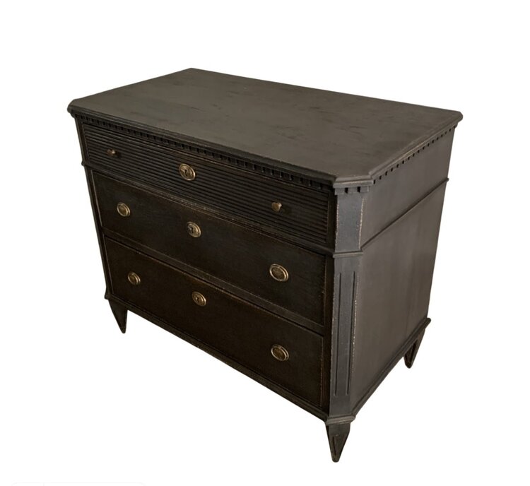 Black Antique Gustavian Chest of Drawers