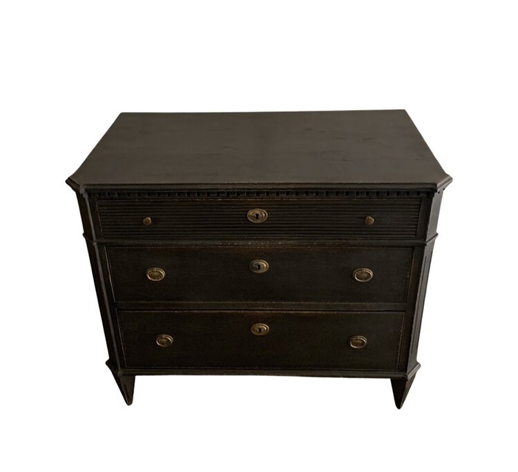 Black Antique Gustavian Chest of Drawers