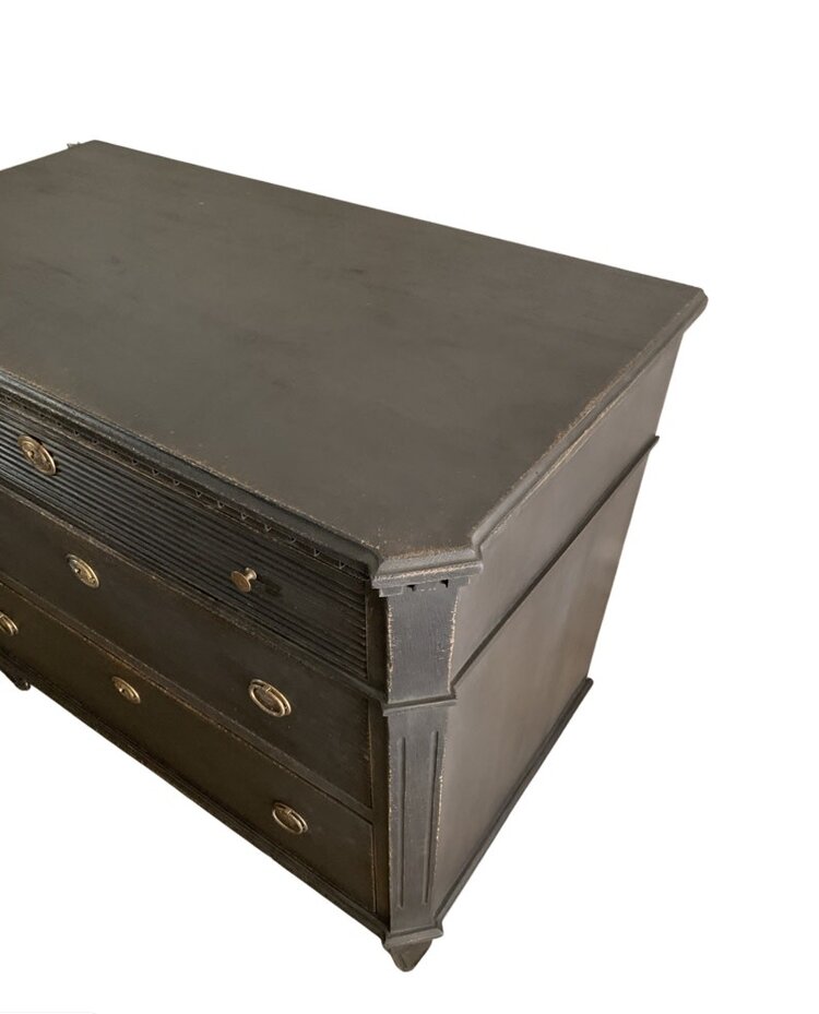 Black Antique Gustavian Chest of Drawers