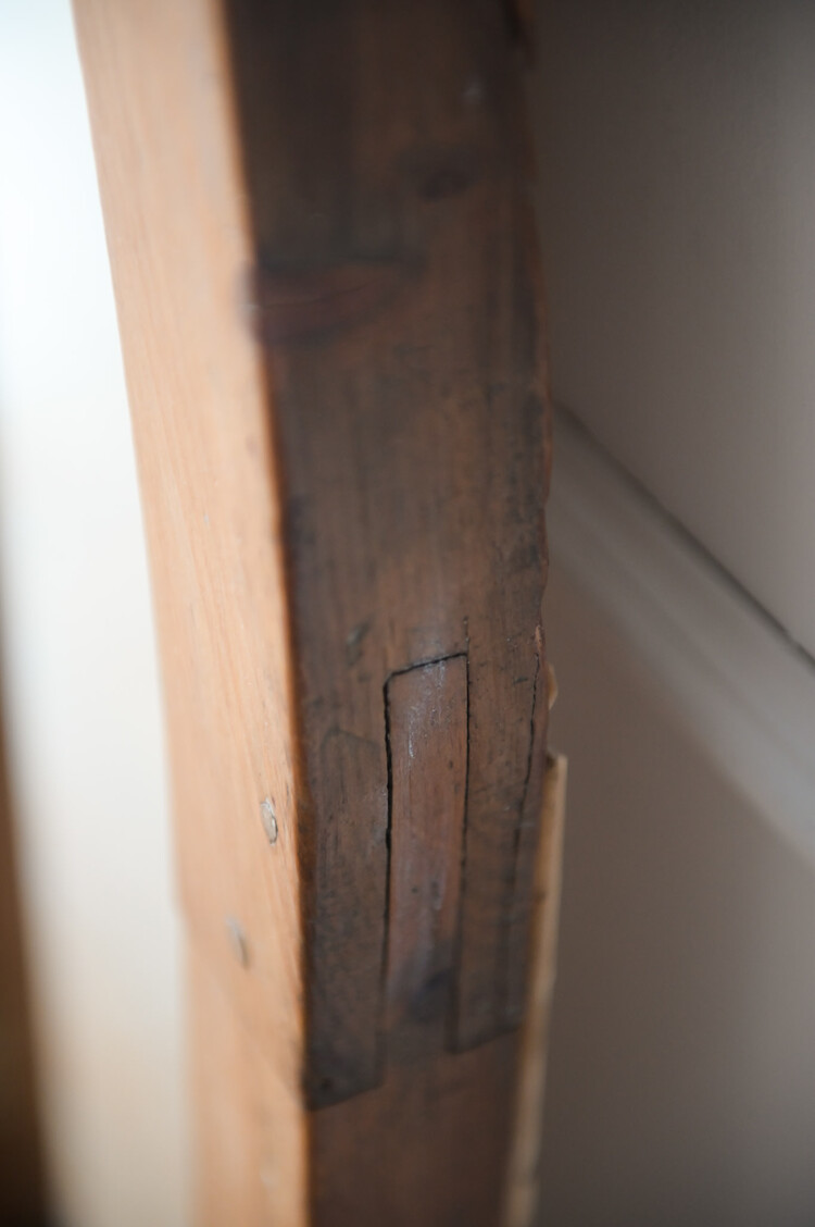 Antique Pine Gothic Window Mirror