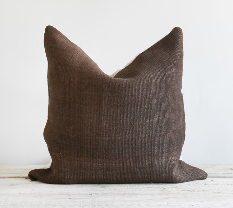 Vintage Turkish Cushion - Chocolate Brown