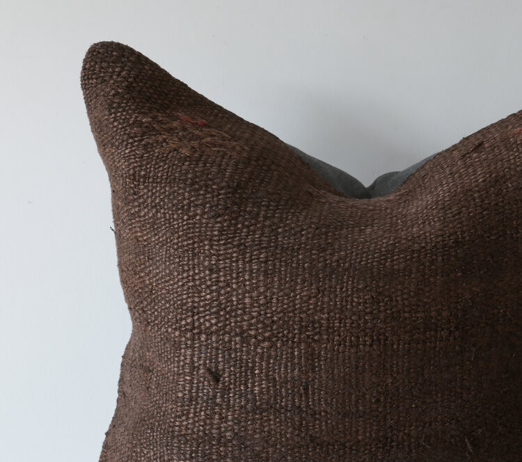 Vintage Vintage Turkish Hemp Cushion in Chocolate