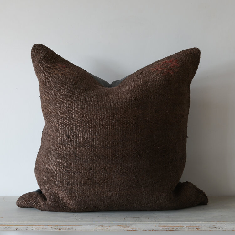 Vintage Turkish Cushion - Chocolate Brown