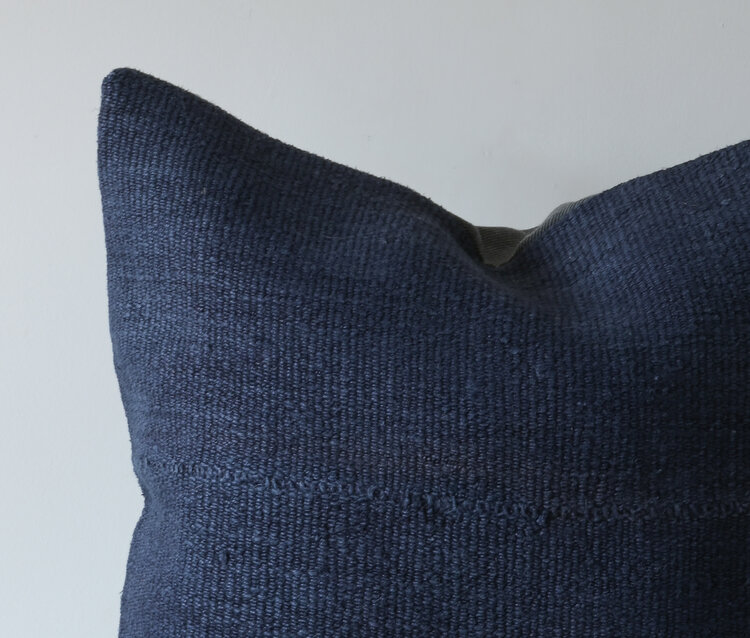 Vintage Vintage Turkish Hemp Cushion in Navy