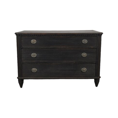 Black 3 drawer Gustavian Chest of Drawers (SOLD)