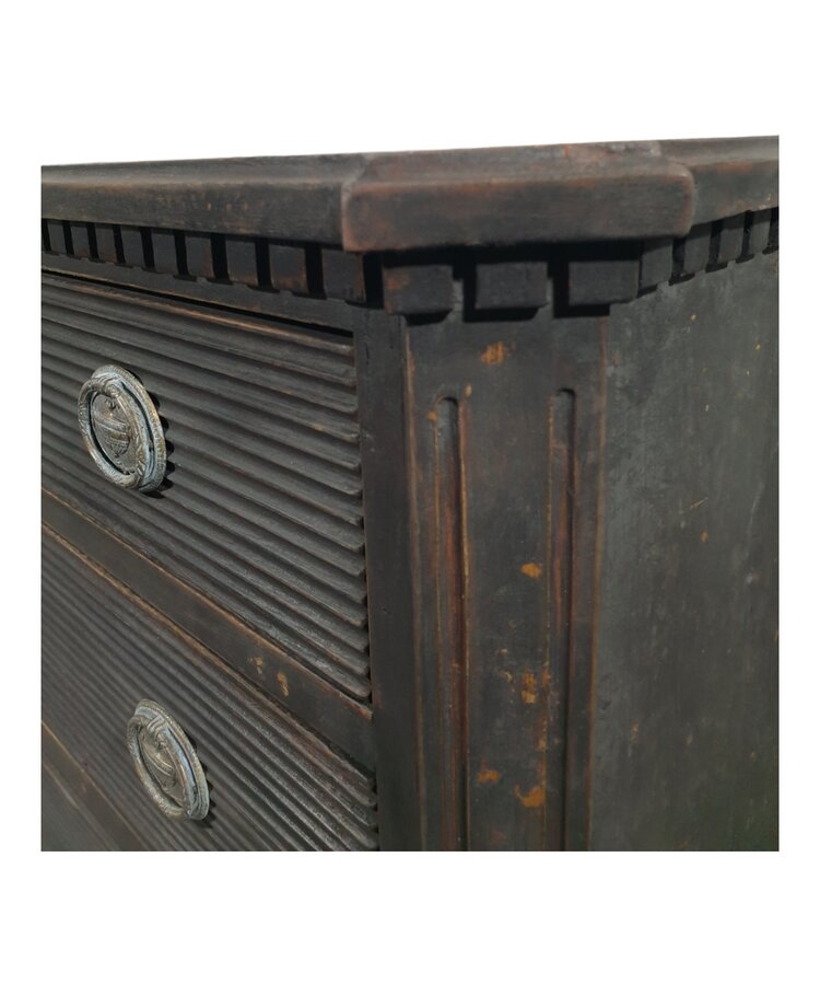 Black 3 drawer Gustavian Chest of Drawers (SOLD)