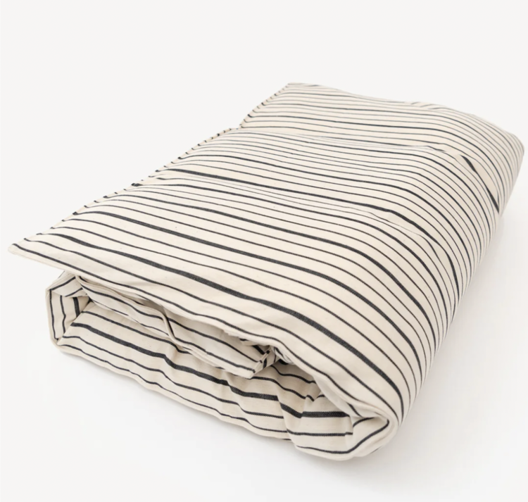 Overlay Mattress with Removable Cover in Ticking Stripe