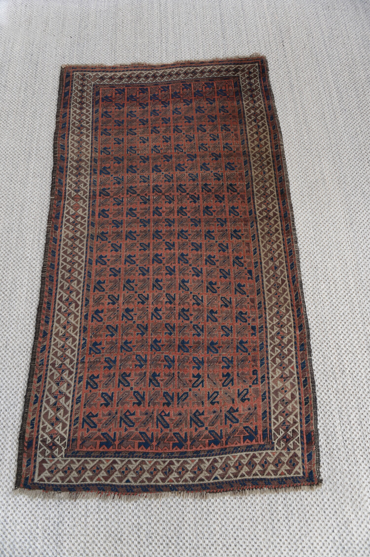 Antique Persian Beluch Wool Rug 3'4" × 6'2"