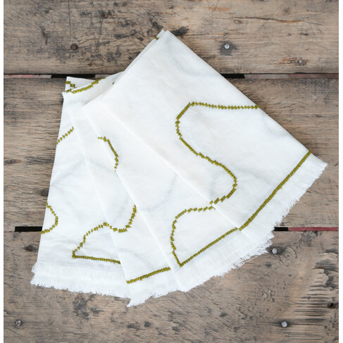 Cross Stitch Napkins Olive Green (set of 4)