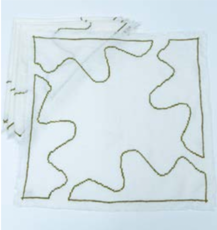 Cross Stitch Napkins Olive Green and Off-White, Set of 4