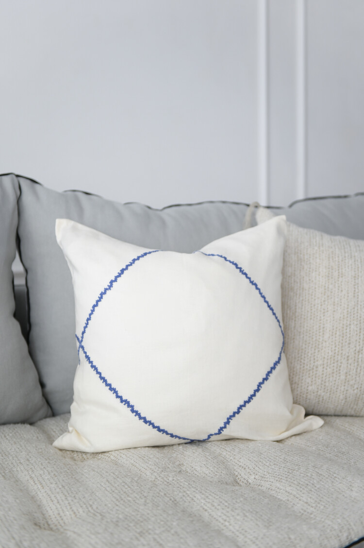 Cross Stitch Cushions Plumbago & Ivory