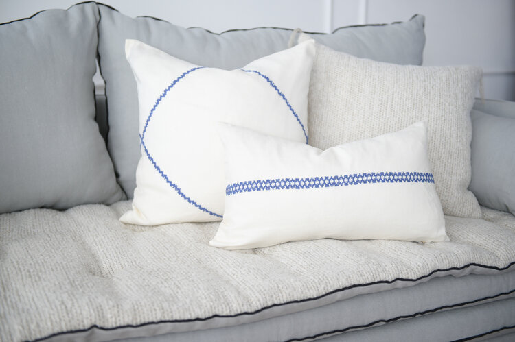 Cross Stitch Cushions Plumbago & Ivory
