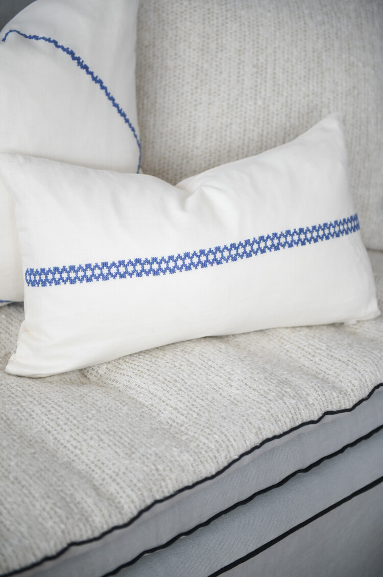 Cross Stitch Cushions Plumbago & Ivory