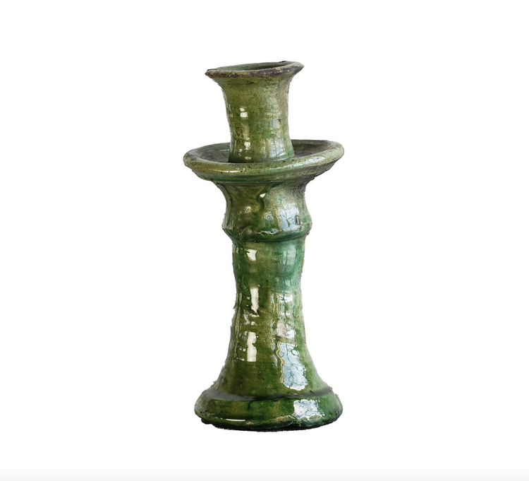 Tamegroute Taper Candle Holder Green Small