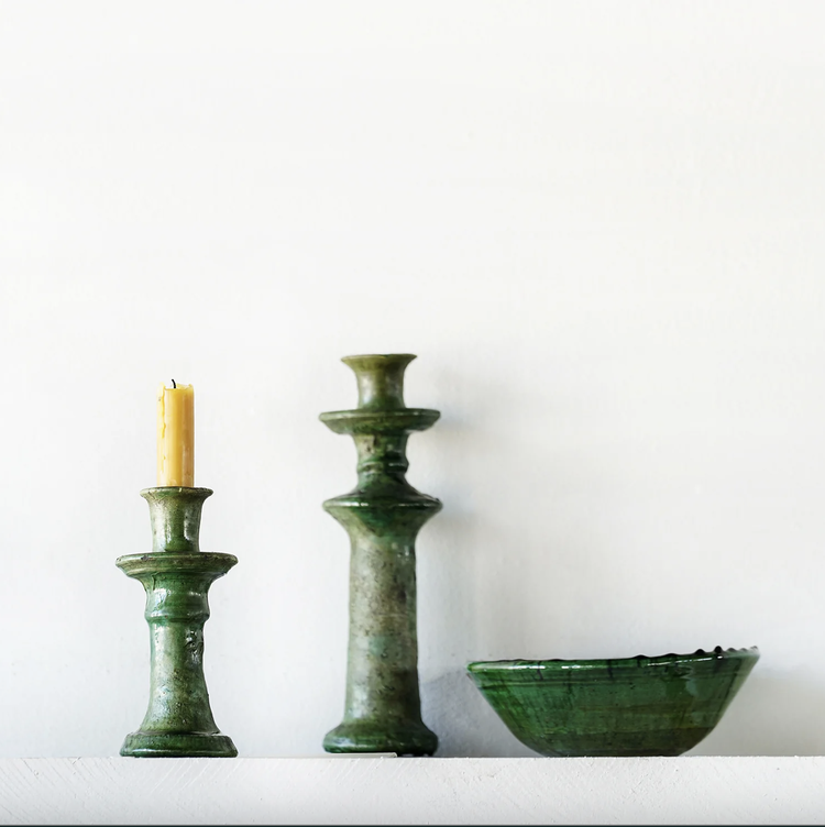 Gild & Co. Tamegroute Taper Candle Holder Green Small