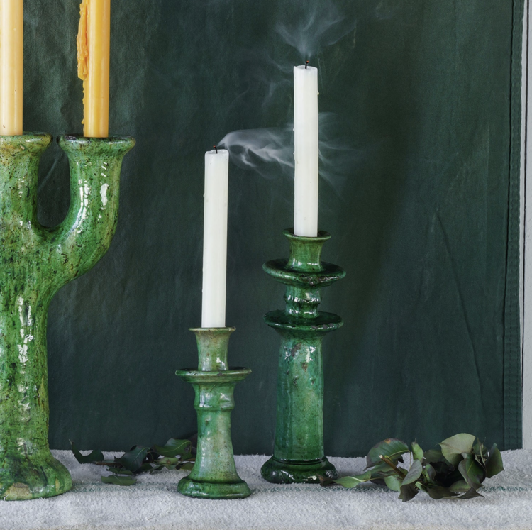 Tamegroute Taper Candle Holder Green Small