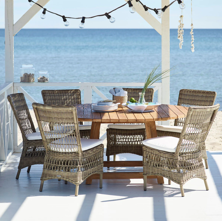 George Outdoor Teak Round Table w umbrella hole