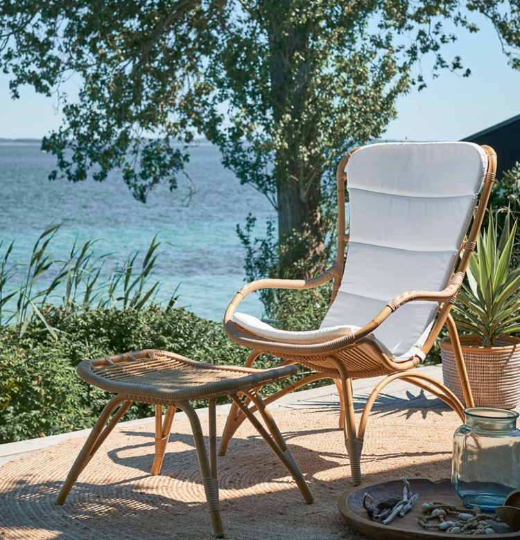 Monet Exterior Lounge Chair & Footstool With Cushion