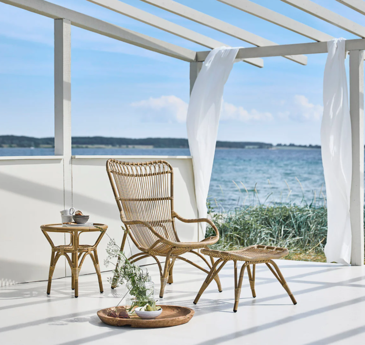 Monet Exterior Lounge Chair & Footstool With Cushion