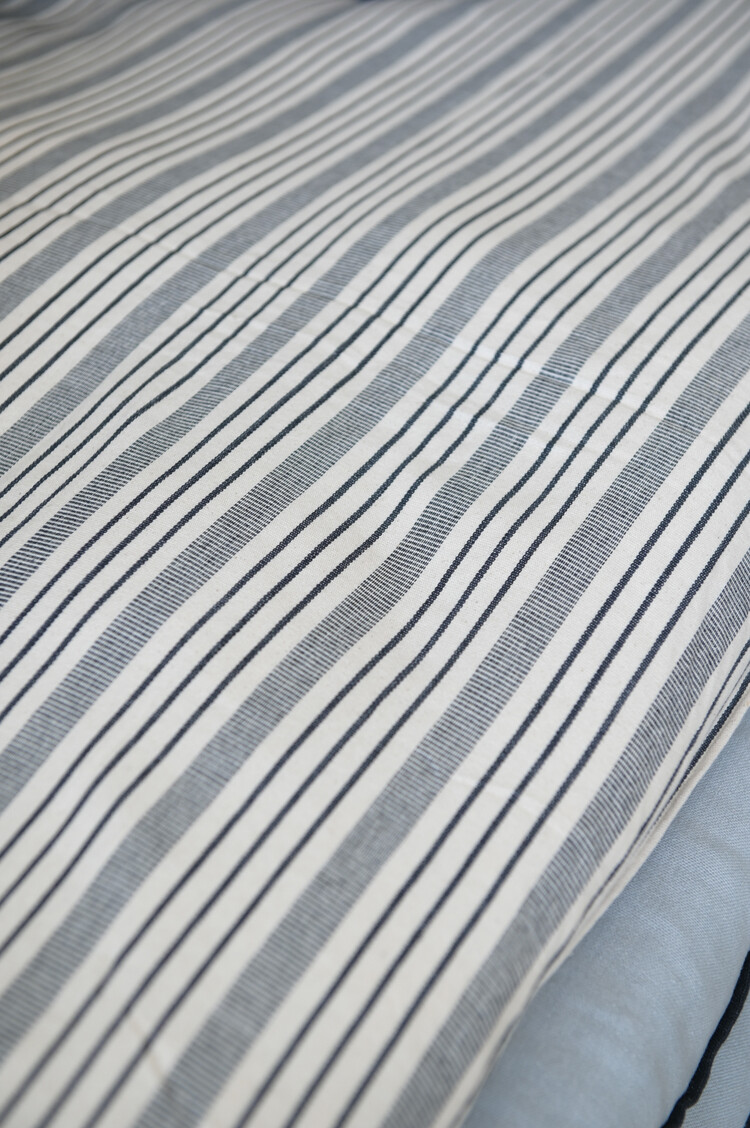 Overlay Mattress with Removable Cover in Ticking Stripe