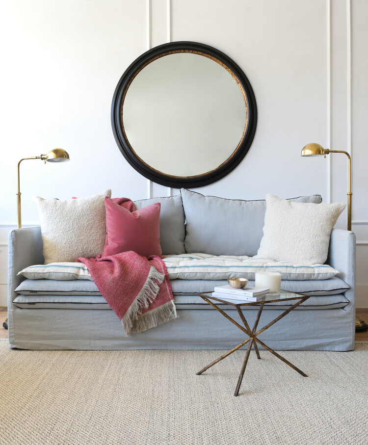 Manuel Canovas Rivoli Velvet Cushion in Rose Poudre