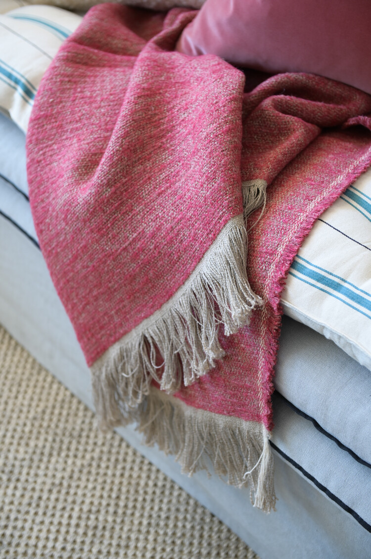 Nash Belgian Throw Blanket in Soft Red