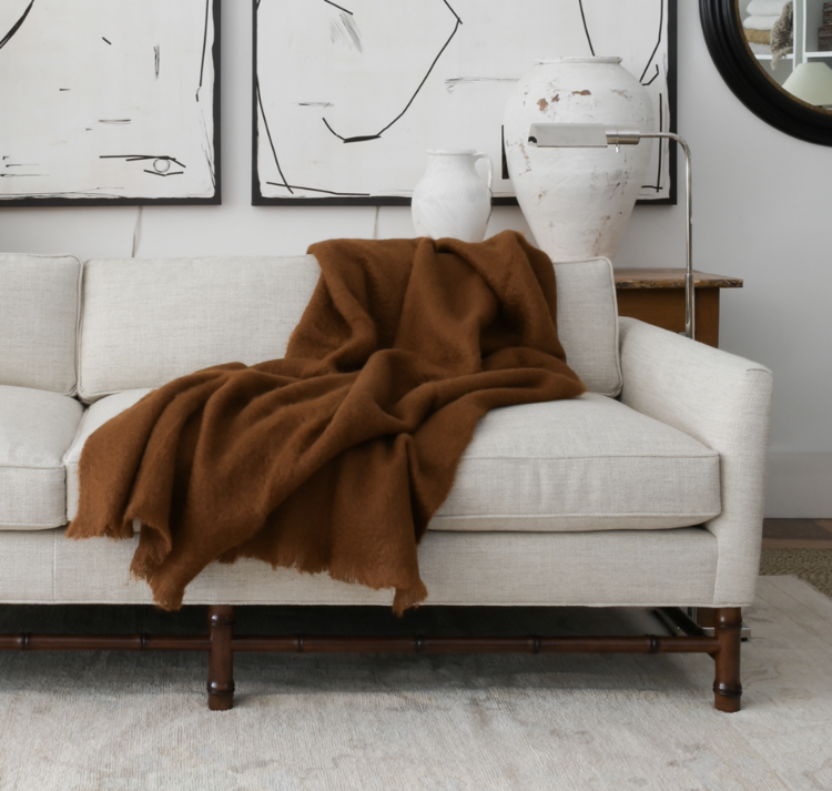 Mohair Throw Blanket in Caramel