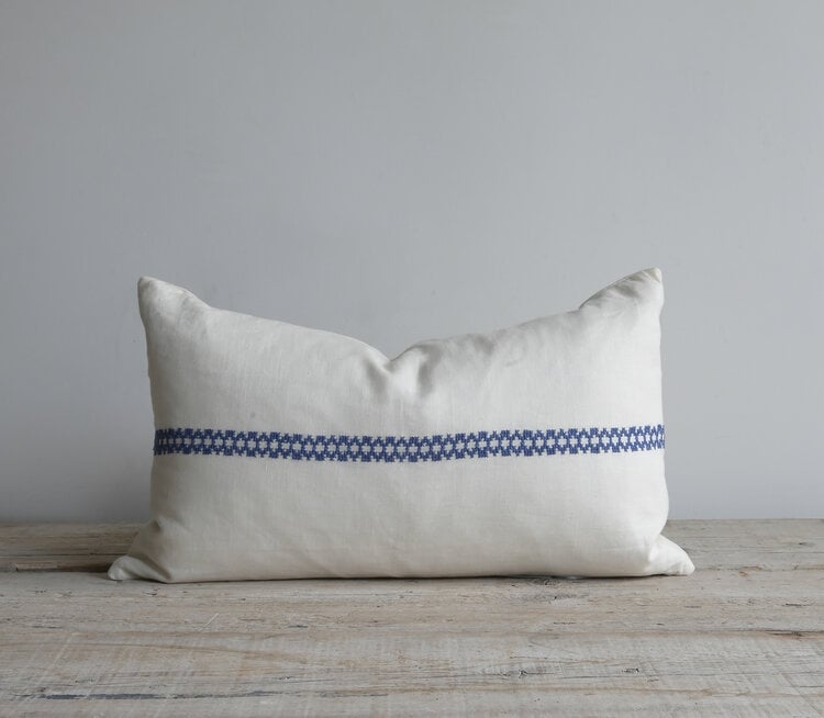 Cross Stitch Cushion in Plumbago & Ivory