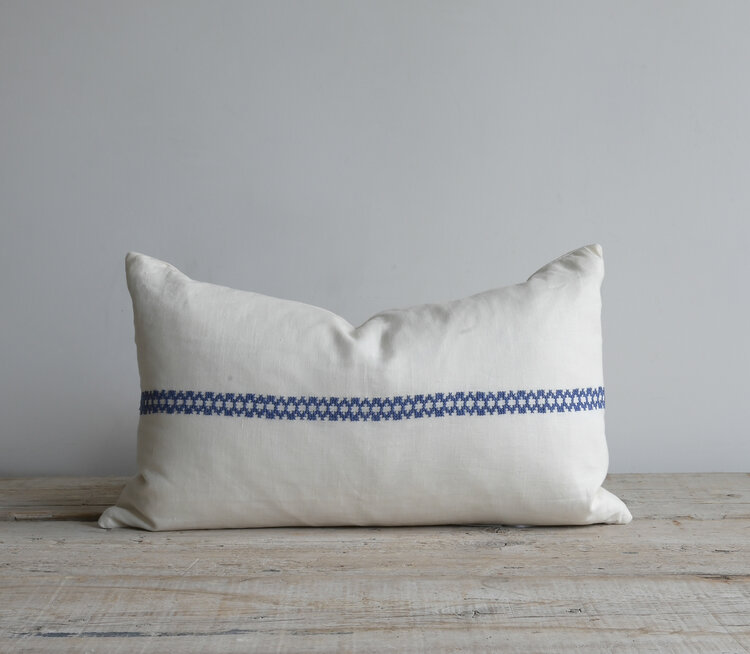 Cross Stitch Cushion -  Plumbago & Ivory
