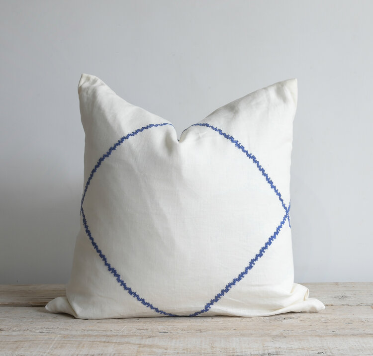 Cross Stitch Cushions Plumbago & Ivory