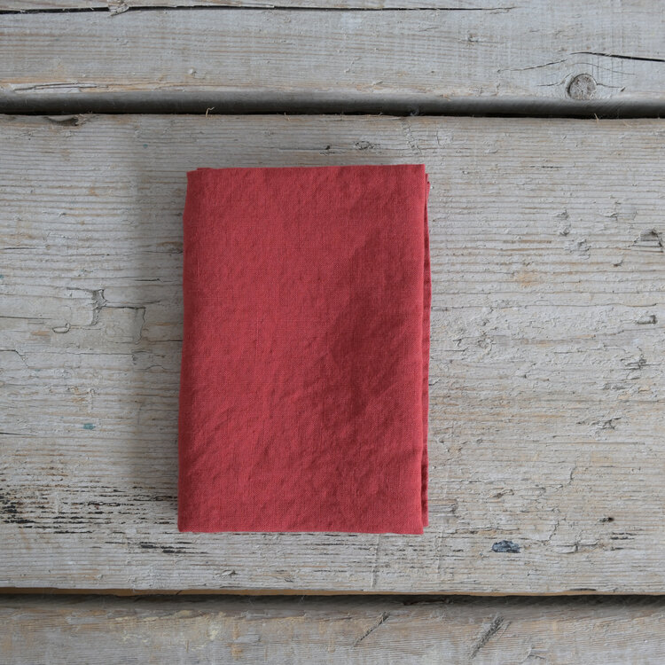 French Linen Dishtowel Carmine Red
