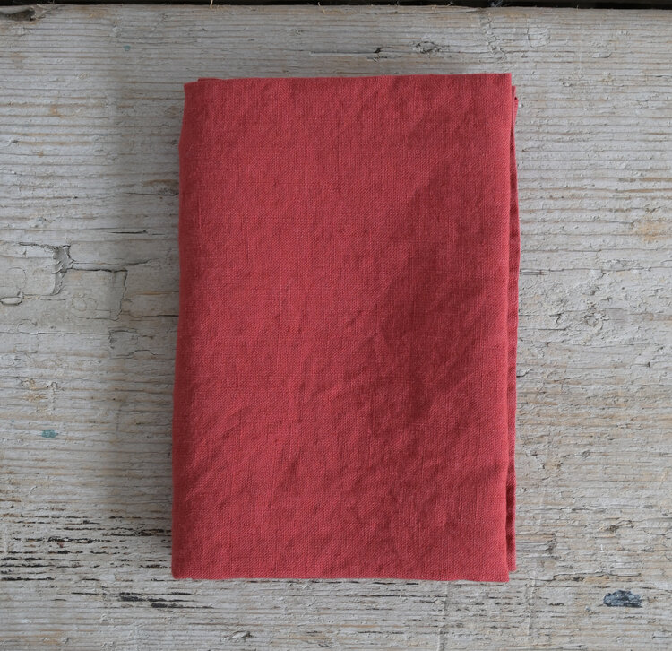 French Linen Dishtowel Carmine Red
