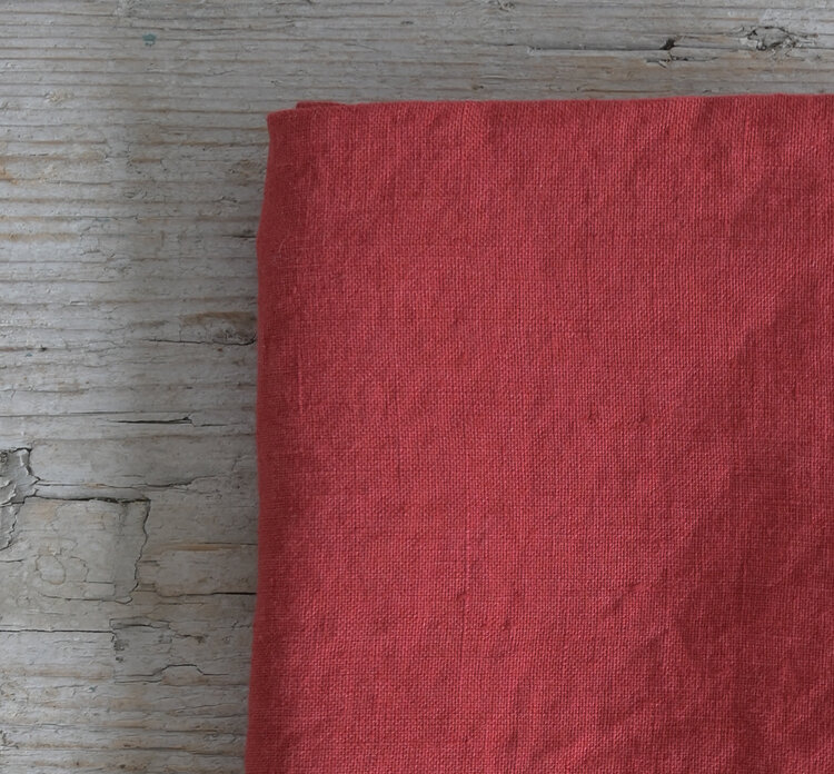 French Linen Dishtowel Carmine Red
