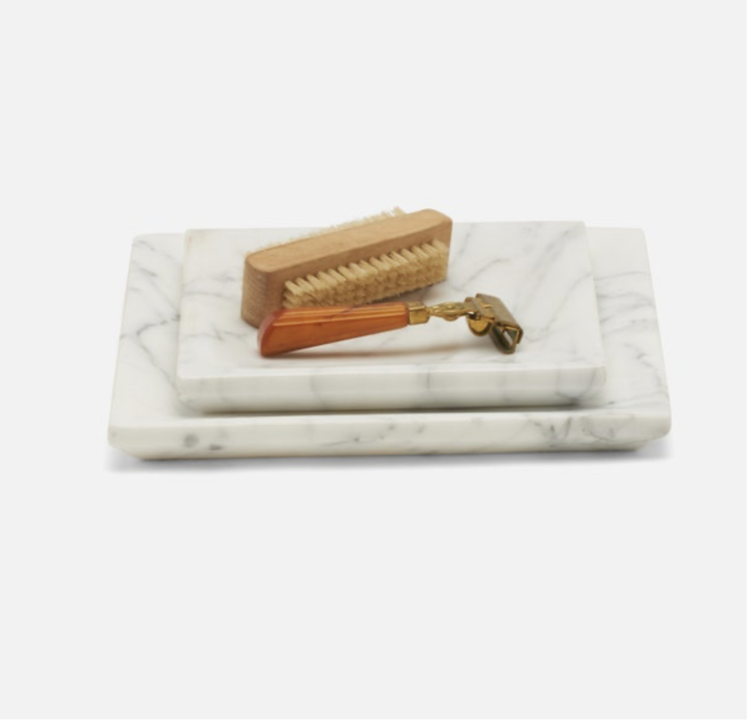 Elyria White Marble Tray