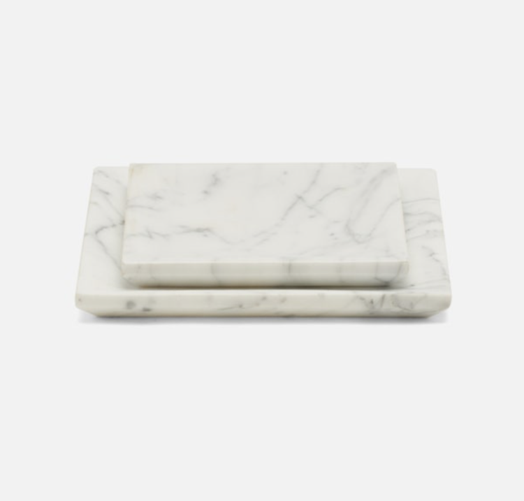 Elyria White Marble Tray