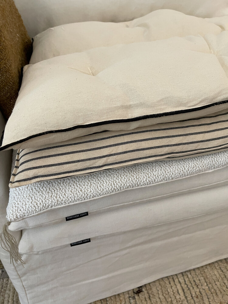 Tufted Overlay Mattress or Sofa Topper with Black Piping