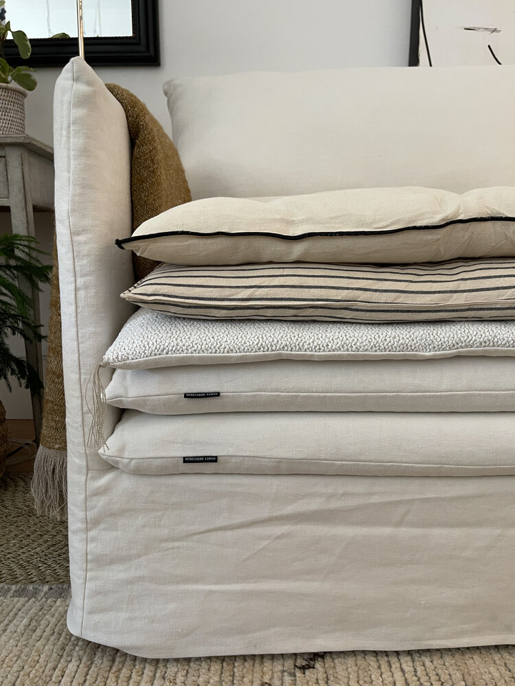 Tufted Overlay Mattress or Sofa Topper with Black Piping