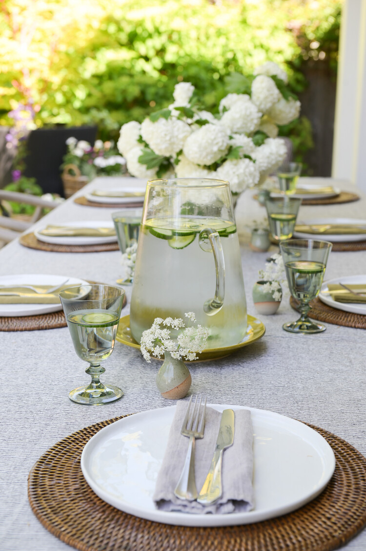 Black & White Stripe French Linen Tablecloth