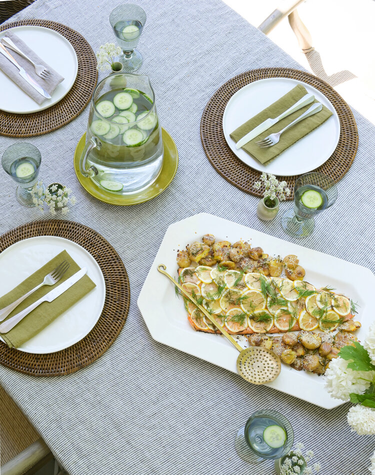 Linge Particulier Black & White Stripe French Linen Tablecloth