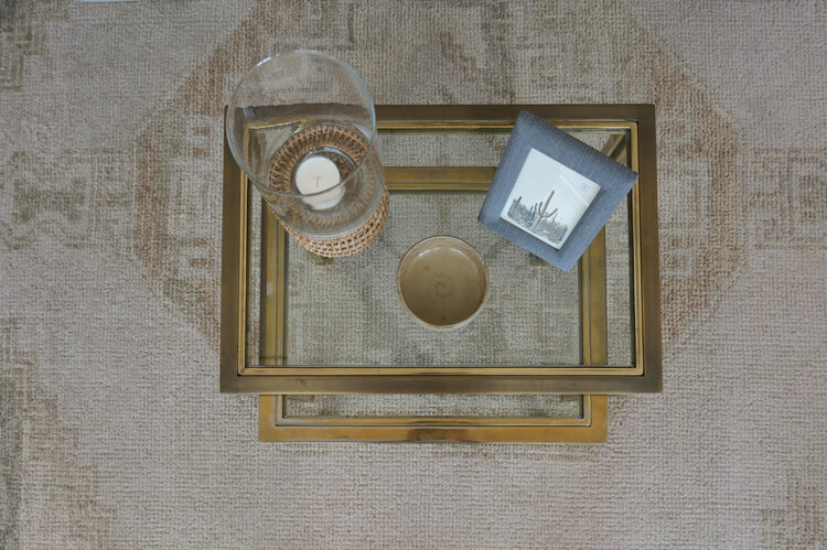 Vintage Vintage Brass & Glass Nesting Tables, set of 2