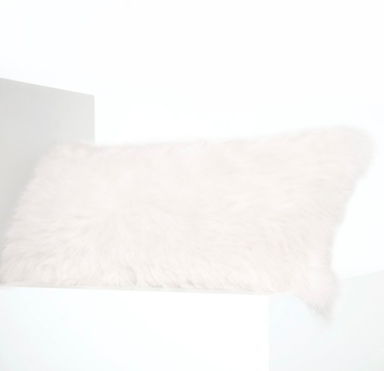 Rectangular Icelandic Sheepskin Pillow Cover Shorn White