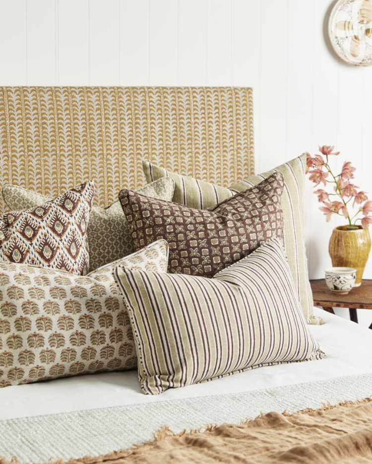 Shibori Juniper Linen Cushion, block-print