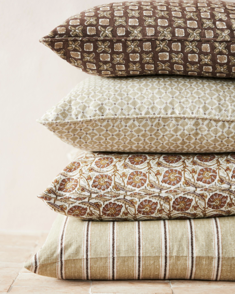 Shibori Juniper Linen Cushion, block-print