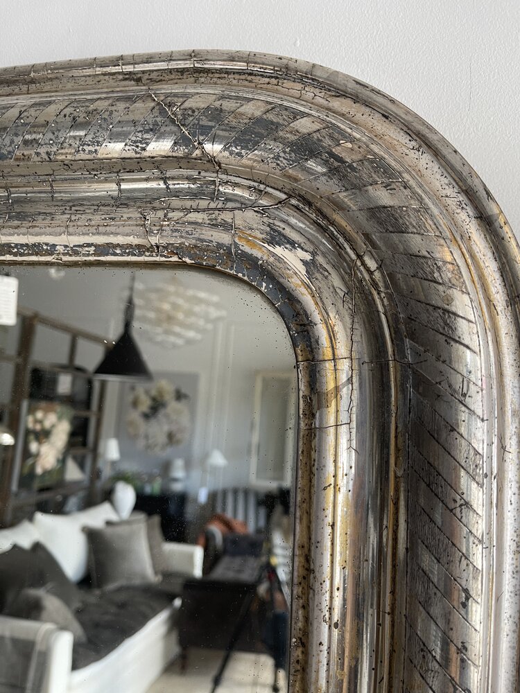 Antique Antique Louise Philippe Silver-Framed Mirror