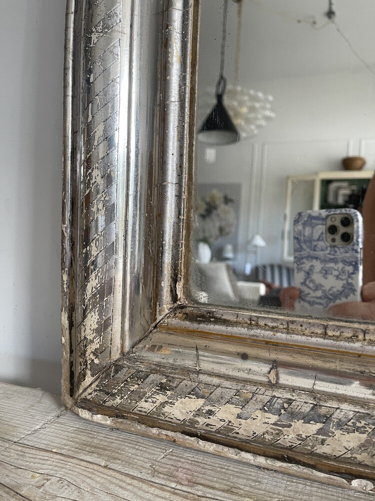 Antique Antique Louise Philippe Silver-Framed Mirror